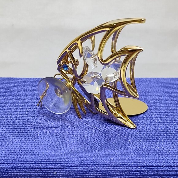 Crystal Delight 24K Gold Plated Angel Fish Suncatcher Suction Cup Mount Window - Picture 2 of 8